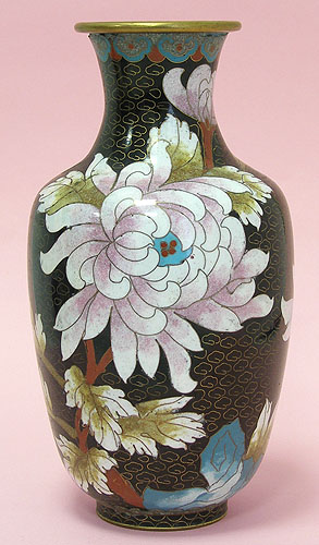 Ваза "Цветы" Латунь, клуазоне Китай, 30-е годы XX века (горлышка 4 см) Сохранность хорошая инфо 1881k.