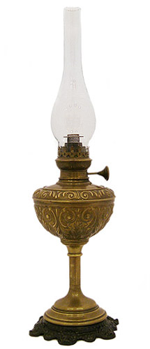 Керосиновая лампа-светильник Латунь, гравировка, стекло Берлин, Германия, конец XIX века 1898 г инфо 2099k.
