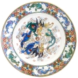 Парные декоративные тарелки "Борьба драконов" (Фарфор, роспись, позолота - Китай, 2-ая половина XX века) для подвески Сохранность очень хорошая инфо 2447k.
