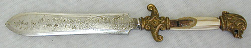 Нож для бумаг Кость, бронза, сталь Россия, 80-е годы XIX века 1880 г инфо 2555k.