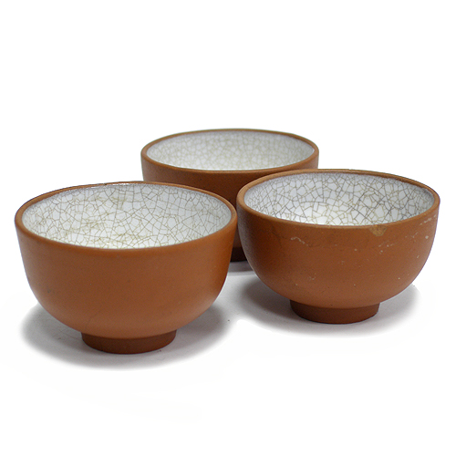 Три чашечки для сакэ (Керамика, кракле - Япония, первая половина ХХ века) 1930 г инфо 2620k.