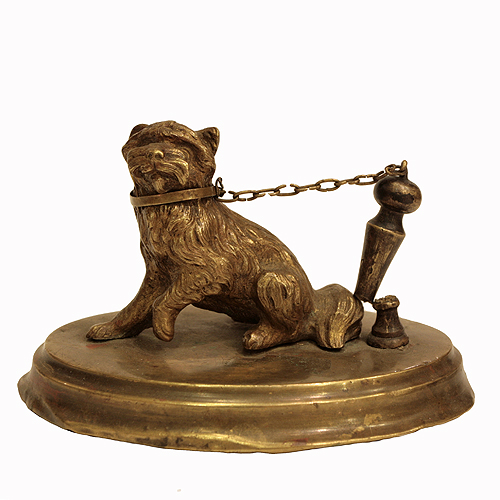 Статуэтка "Сторожевая собака" (бронза) Россия, конец XIX века (столбик), фигурка собаки закреплена слабо инфо 2720k.