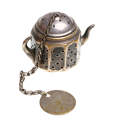 Ситечко для заварки "Чайник" Латунь, серебрение Начало ХХ века см Сохранность хорошая Без клейма инфо 2837k.