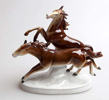 Статуэтка "Скачущие лошади" Фарфор, роспись ГДР, 1960-1970-е гг вошла в состав компании Райхенбах инфо 2994k.