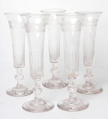 Набор из 5 высоких бокалов для шампанского (хрусталь, Россия, конец XIX века) 1899 г инфо 3905k.