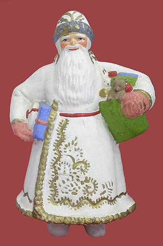 Новогодняя игрушка "Дед Мороз с подарками" (Вата, папье-маше - СССР, вторая половина XX века) самой загадочной ночи в году инфо 108l.