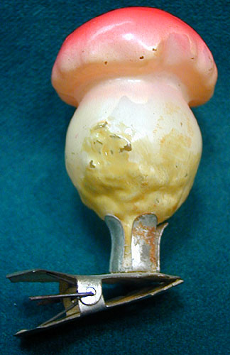 Елочная игрушка "Грибок" на прищепке Стекло Россия, 40-е годы XX века шляпки 4,2 см Сохранность хорошая инфо 2654n.