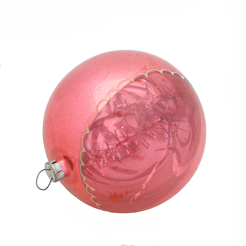 Елочная игрушка "Шар розовый полупрозрачный" Стекло, роспись СССР, 70-е годы XX века которых возник этот красивый обычай инфо 2696n.
