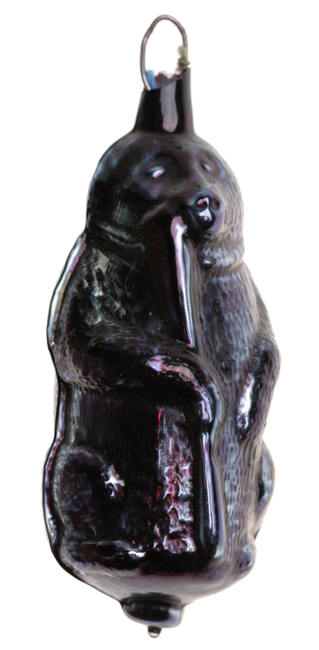 Елочная игрушка "Медведь" Стекло СССР, вторая половина ХХ века х 8 см Сохранность хорошая инфо 6160n.