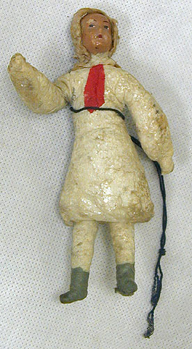 Елочная игрушка "Пионерка" Вата, папье-маше 30-е годы XX века Сохранность хорошая Потемнение ваты, потертости инфо 6226n.