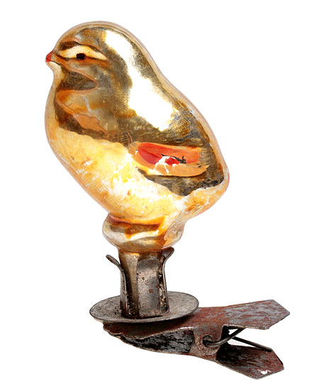 Елочная игрушка "Цыпленок" Стекло, роспись СССР, конец 1950-х гг Высота 6 см Сохранность хорошая инфо 8568n.